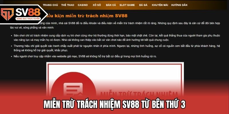 Miễn trừ trách nhiệm SV88 từ bên thứ 3